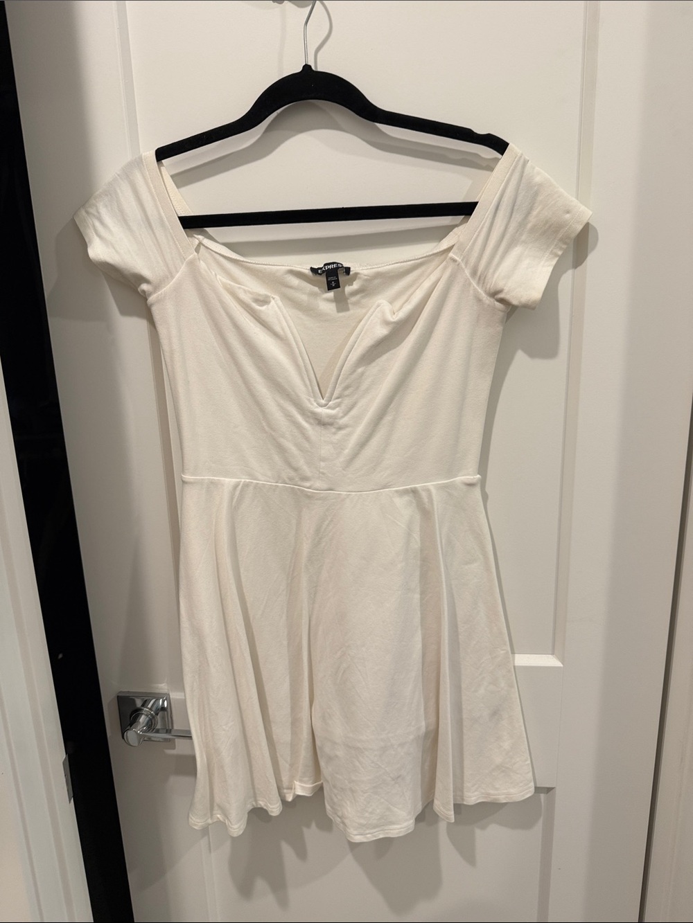 Express Cream Off-Shoulder Skater Dress